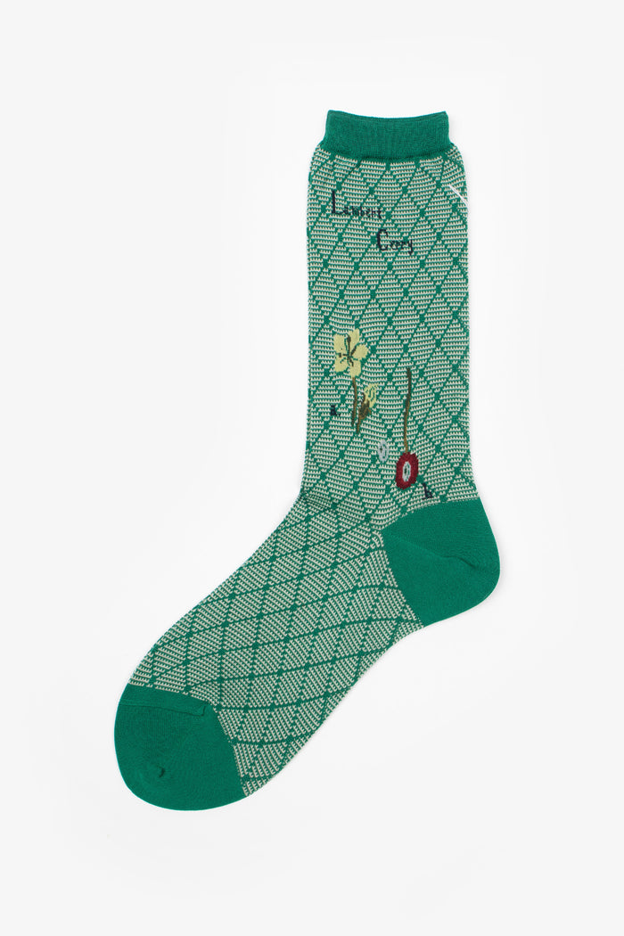 AM-818 Cherry On Diamonds Socks Green