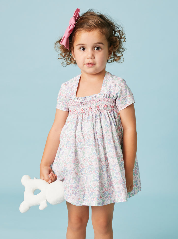 Amal Liberty Baby Girl Handsmocked Floral Dress
