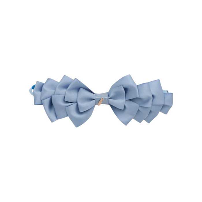 Amal Pleated Ribbon French Blue Bow Headwrap