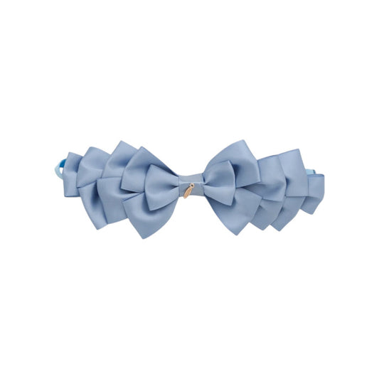 Amal Pleated Ribbon French Blue Bow Headwrap