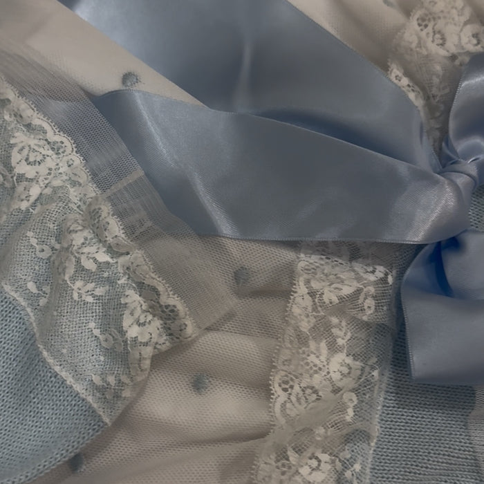 Andrea Light-Blue Half-Knitted Tulle Gown