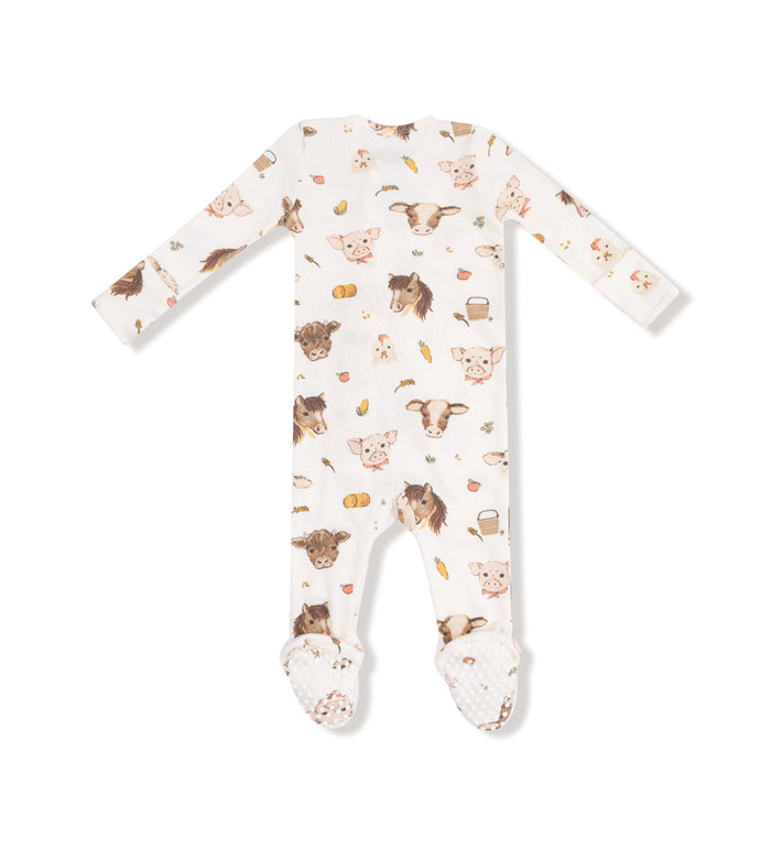 Angel Dear - 2 Way Zipper Footie - Vintage Baby Farm Animals