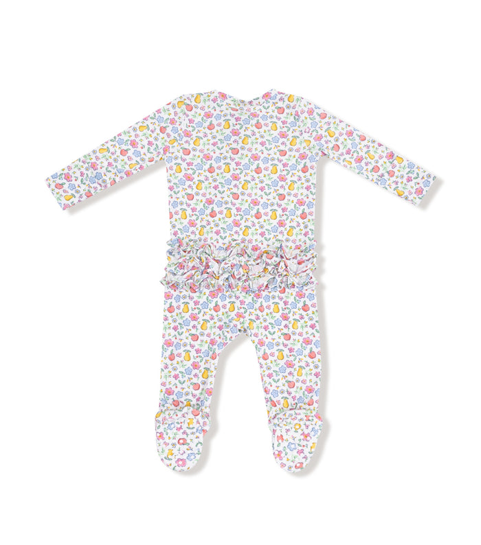 Angel Dear - 2 Way Zipper Ruffle Footie - Fall Fruit Floral