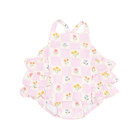 Angel Dear - Ruffle Back Bubble - Floral Check