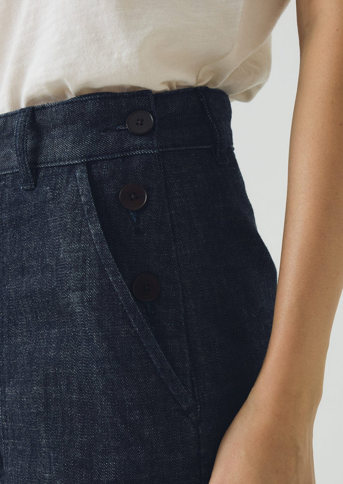 Annie Organic Denim Side Button Jeans | Indigo