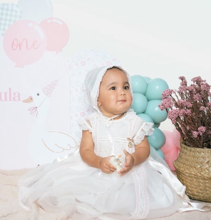 Antonia Luxe -Ivory/Pink 2-piece Handsmocked Dress