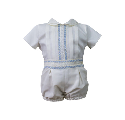 Antonio Boys Ivory/Blue 2-piece Set