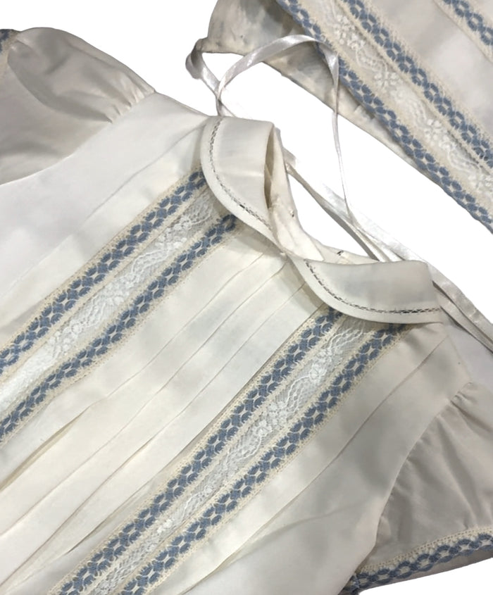 Antonio Luxe Ivory and Blue Romper with Bonnet
