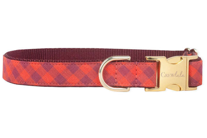 Apple Spice Plaid Belle Bow Dog Collar - Crew LaLa