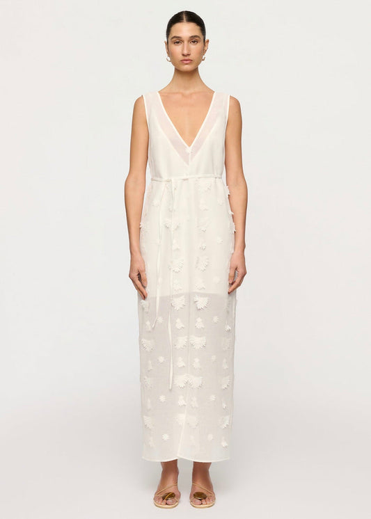 Aria Embroidery Dress (Off White)