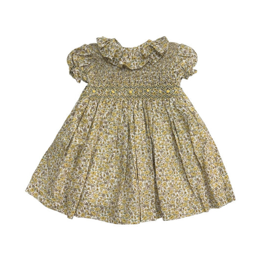 Aria Yellow Floral One Handsmocked Girl Dress