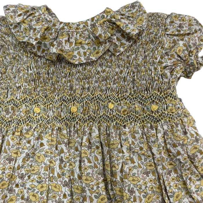 Aria Yellow Floral One Handsmocked Girl Dress