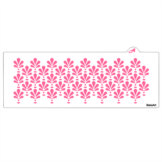 Art Deco Leaf Cake Stencil, an elegant design for decorating celebratory cakes.