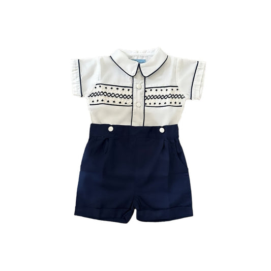 August Handsmocked Boy 2-Piece Set