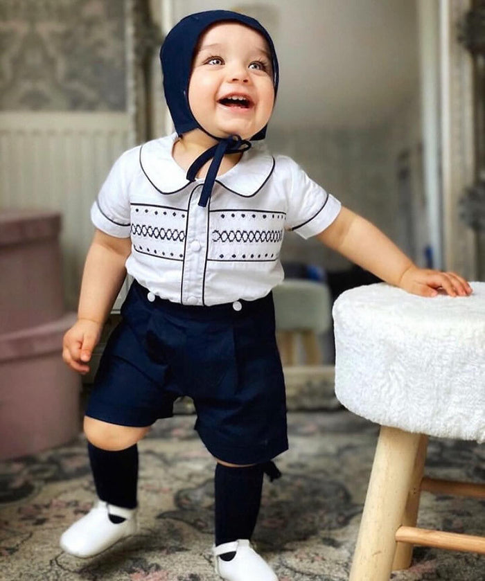 August Handsmocked Boy 2-Piece Set