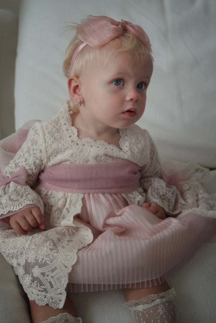 Aurora Lace Pink/Ivory Girl Dress