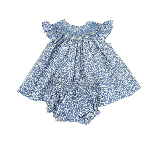 Azurri Handsmocked Blue Floral Set