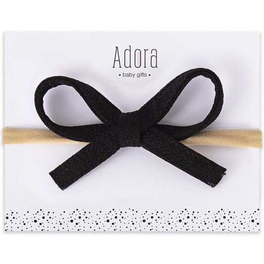 baby band waffle bow large - black