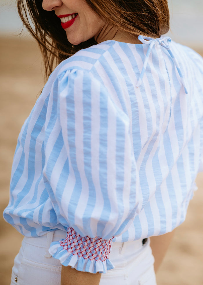 Bailey Mom Striped Handsmocked Shirt