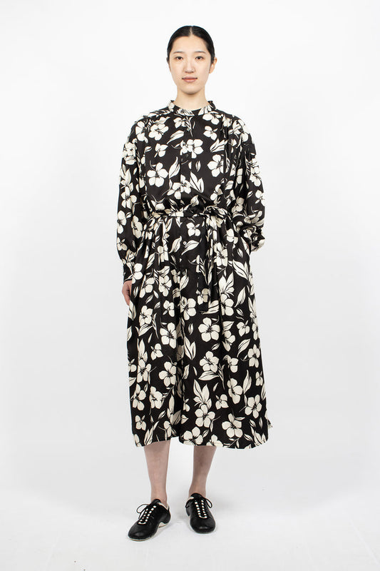 Banded Painter Dress Black/Natural Floral