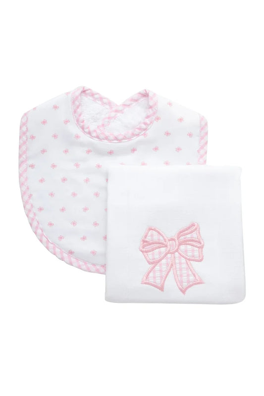 Basic Bib & Burp Set - Pink Bows