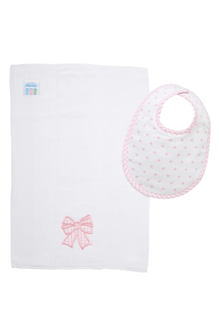 Basic Bib & Burp Set - Pink Bows