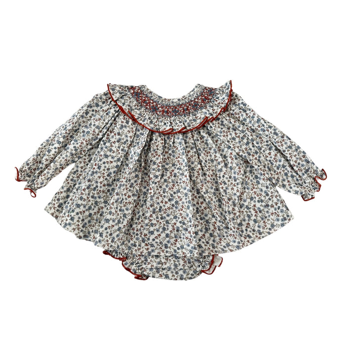 Berta Handsmocked Floral Blue 2-Piece Set