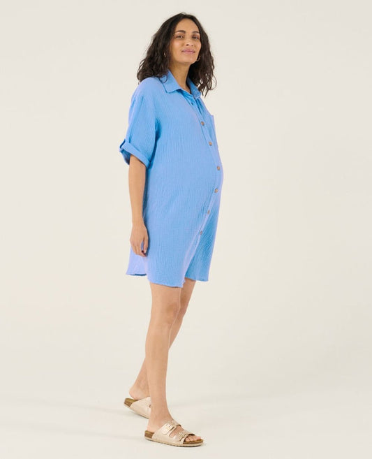Bertille oversize short chemise dress - Blue