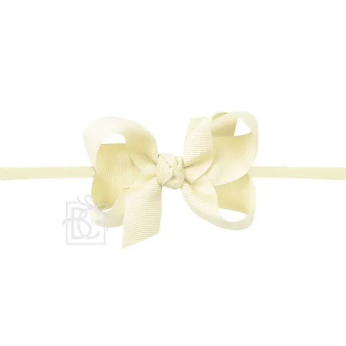 Beyond Creations - Nylon Headband Bow - Light Yellow