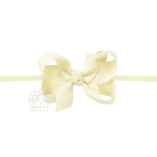 Beyond Creations - Nylon Headband Bow - Light Yellow