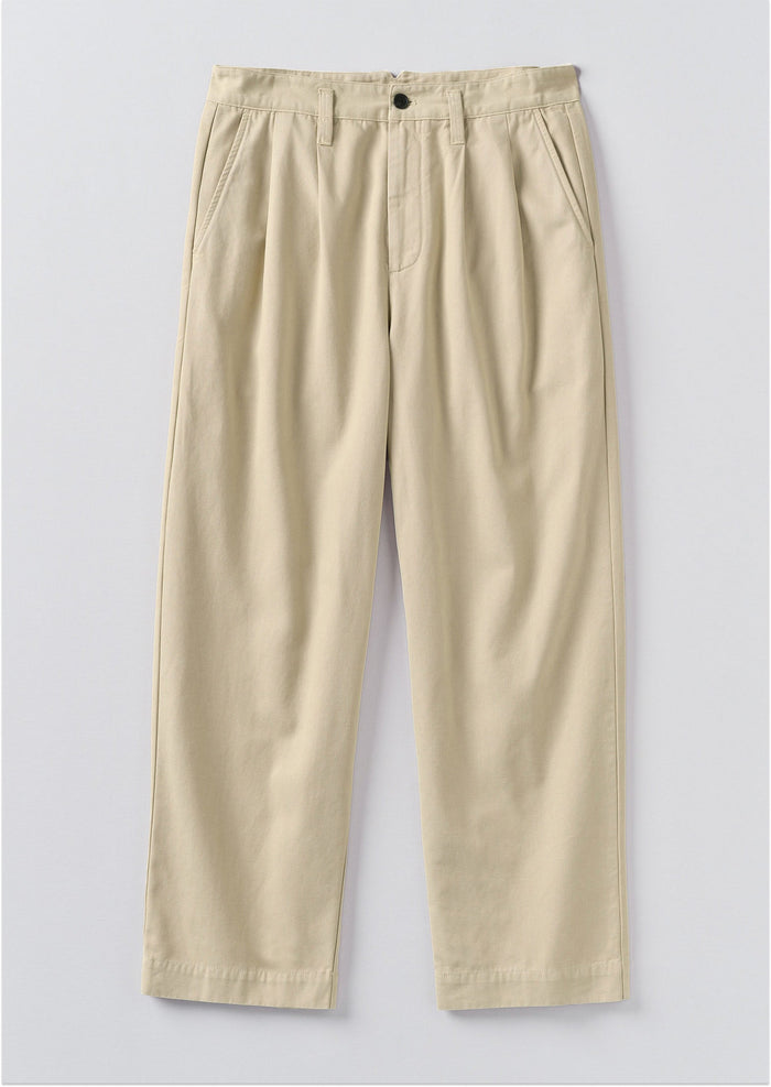 Bill Cotton Canvas Wide Leg Trousers | Stone
