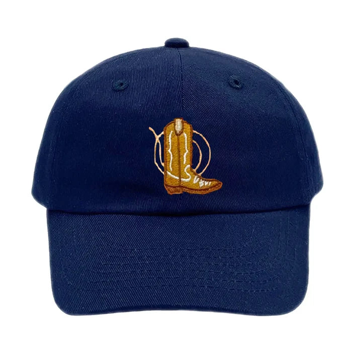 Bits and Bows - Youth Baseball Cap - Navy Cowboy Boot