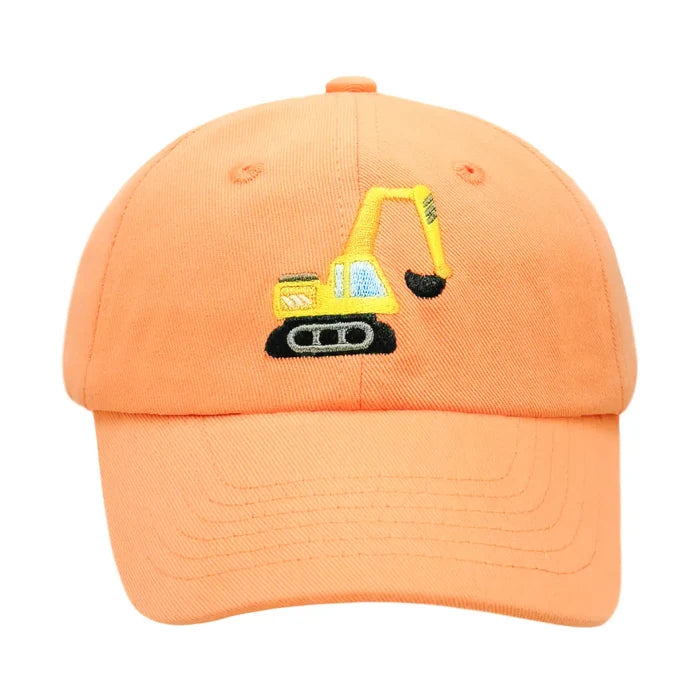 Bits and Bows - Youth Baseball Cap - Orange Excavator