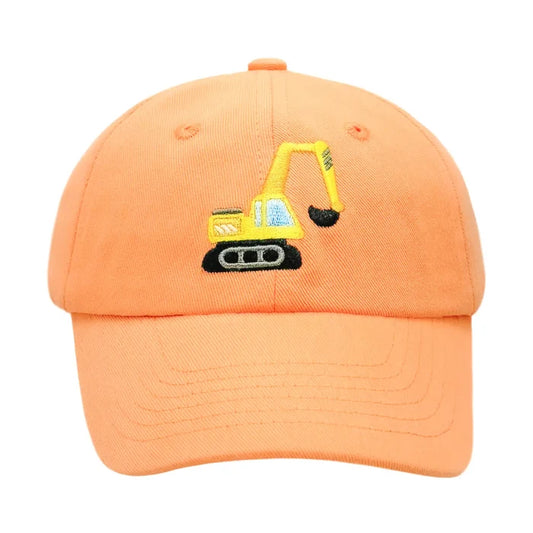 Bits and Bows - Youth Baseball Cap - Orange Excavator