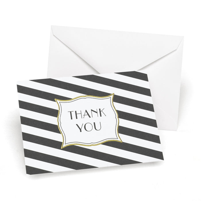 Black, Gold and White Striped Wedding Ceremony Guest Book