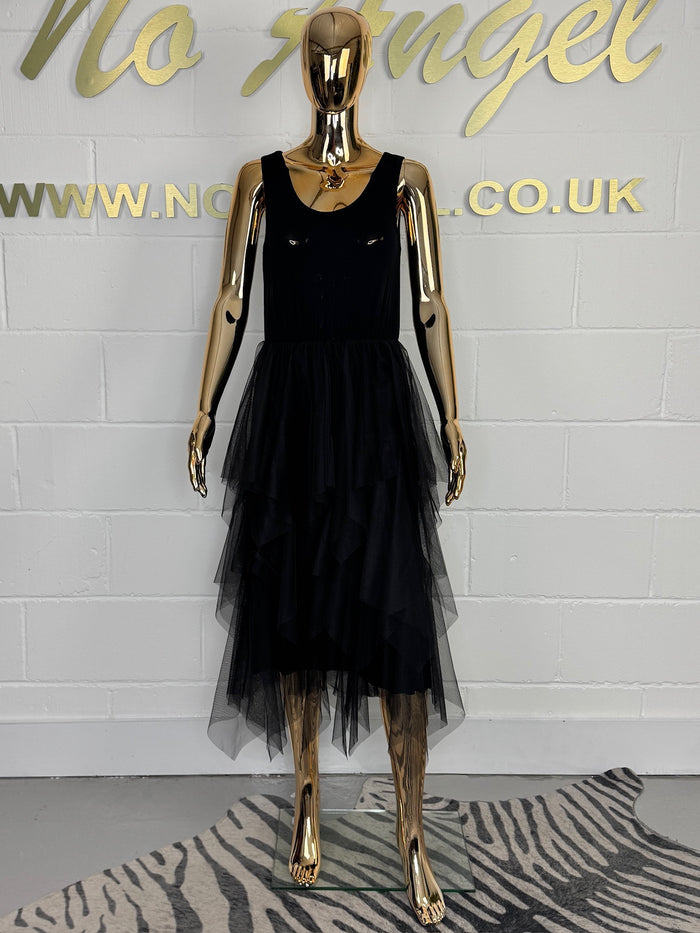Black Mesh layered Skirt Dress