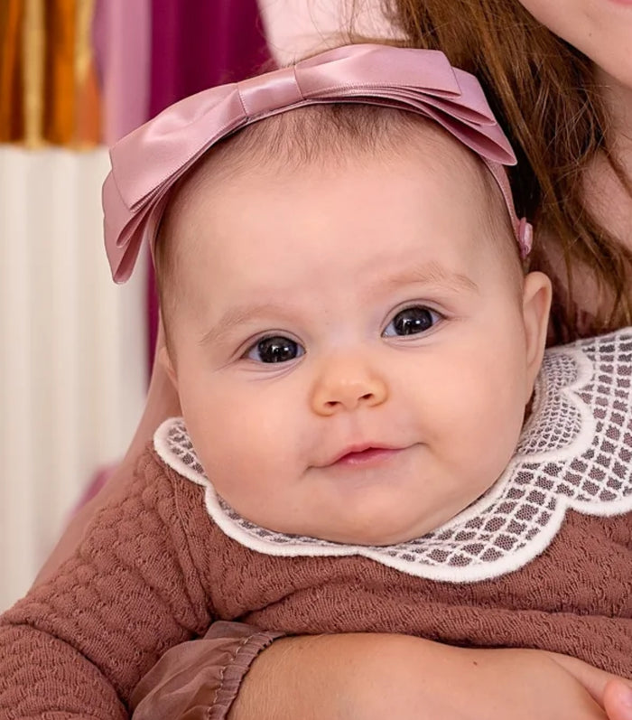 Blair Bow Mauve/Blush Satin Headband Wrap