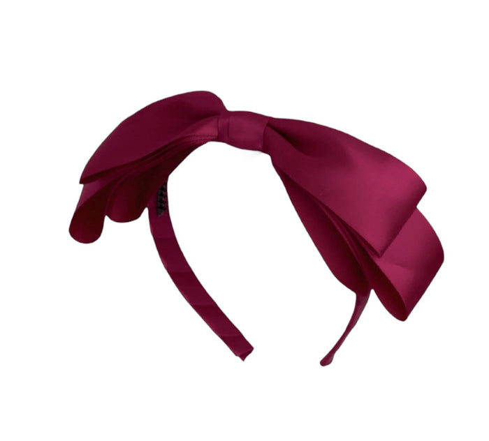Blair Bow Red Wine Satin Headband