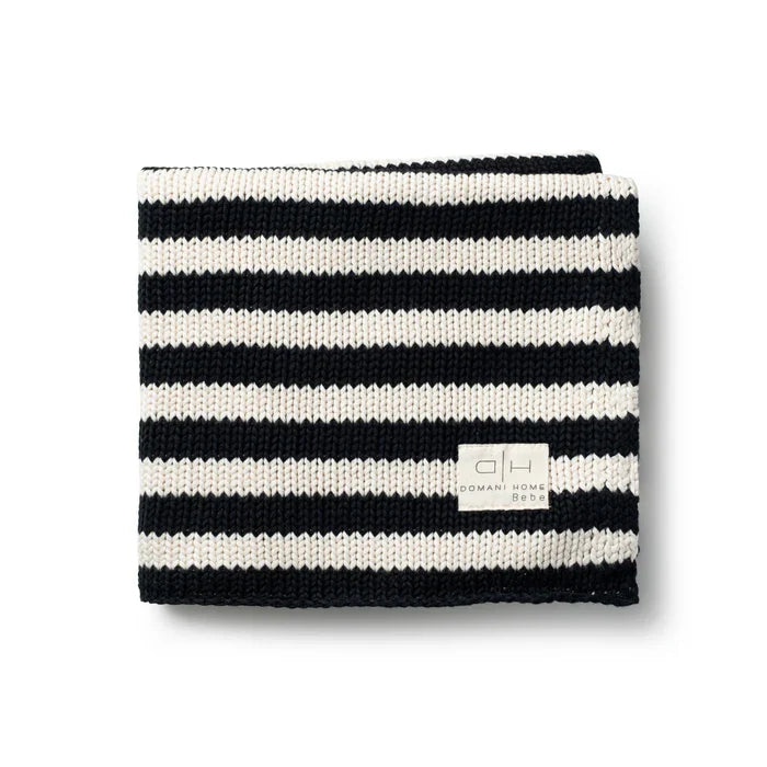 blanket iconic stripe knit  - black