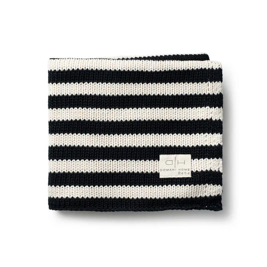 blanket iconic stripe knit  - black