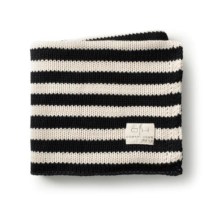 blanket iconic stripe knit  - black