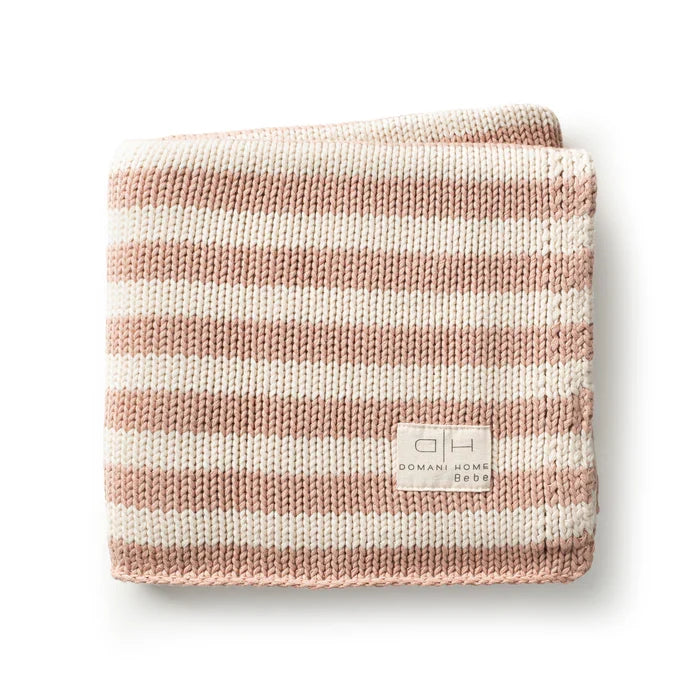 blanket iconic stripe knit  - blush