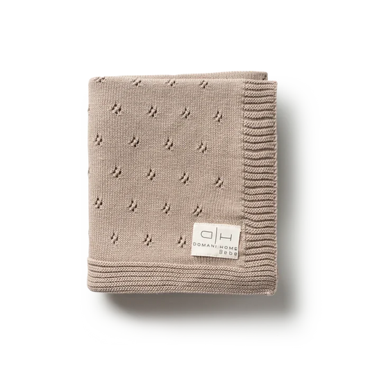 blanket pointelle knit - stone