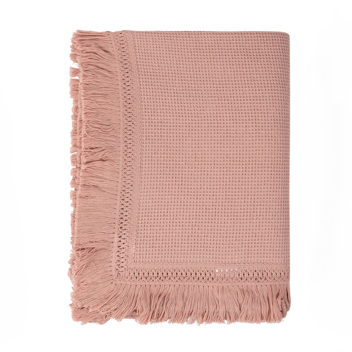 blanket waffle fringed - mauve