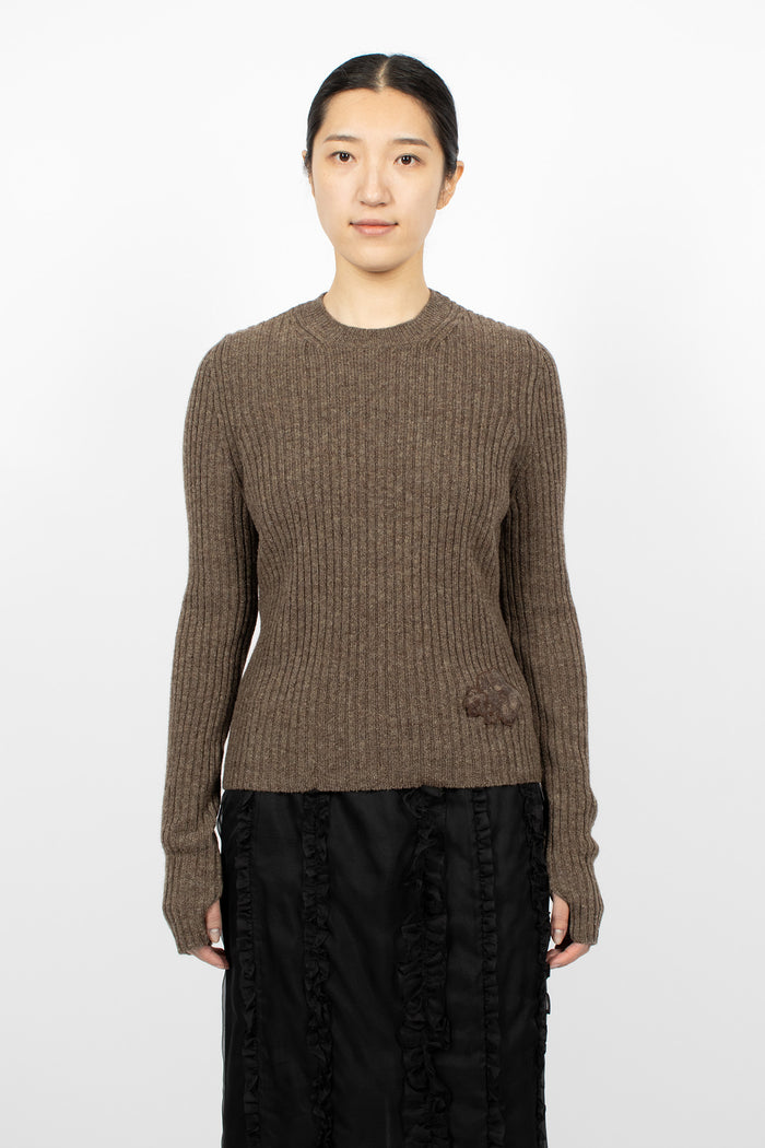 Blas Nordic Rib Knit Pullover Brown