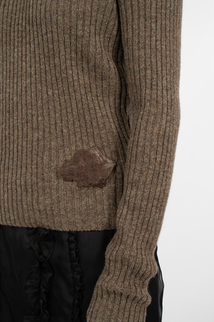 Blas Nordic Rib Knit Pullover Brown