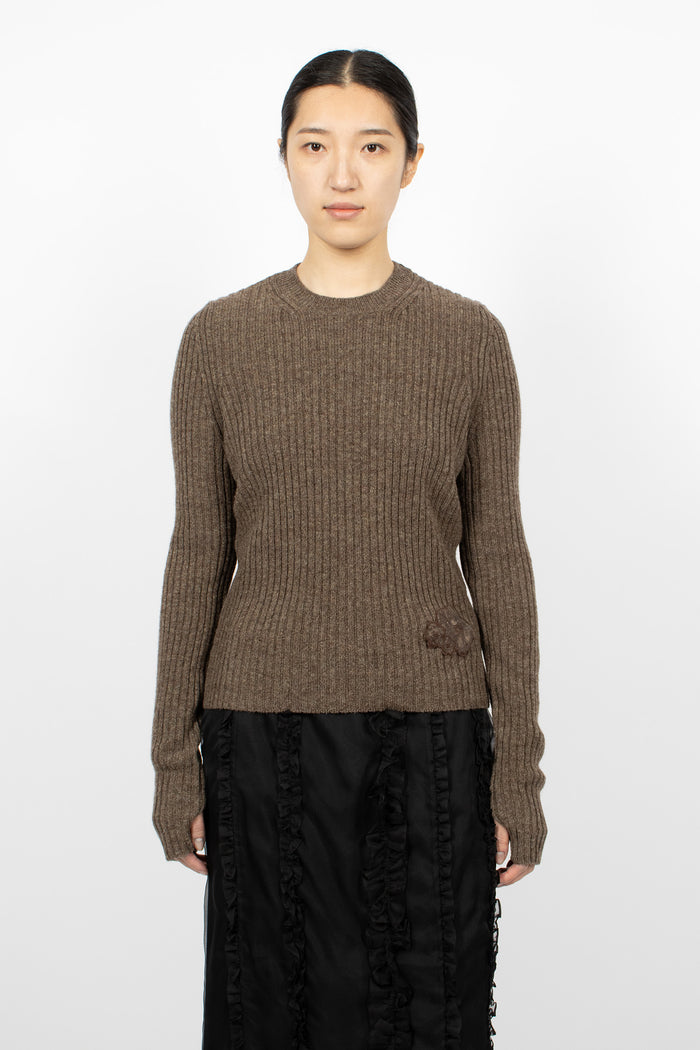 Blas Nordic Rib Knit Pullover Brown