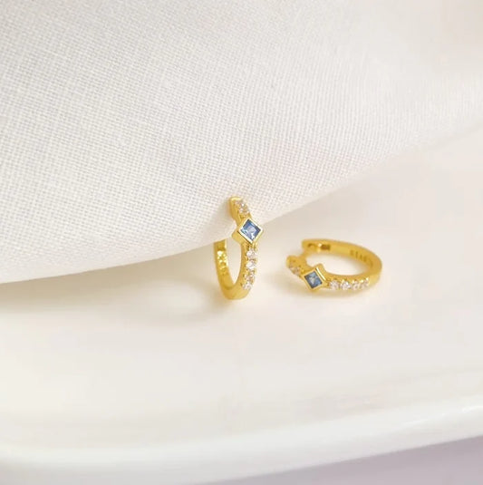 Blue Huggies Earrings