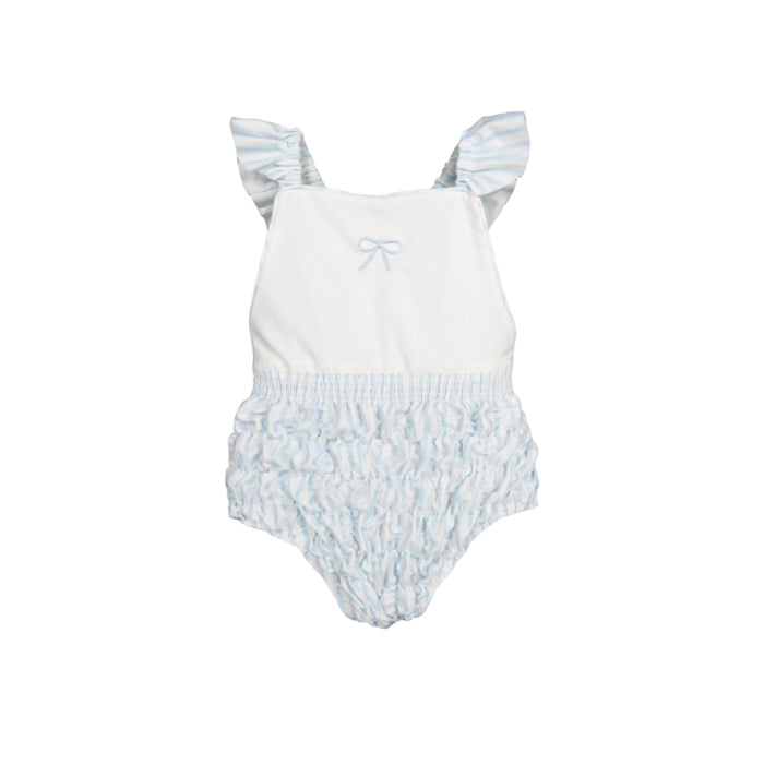 Blue Stripes Girl Frilled Swimsuit