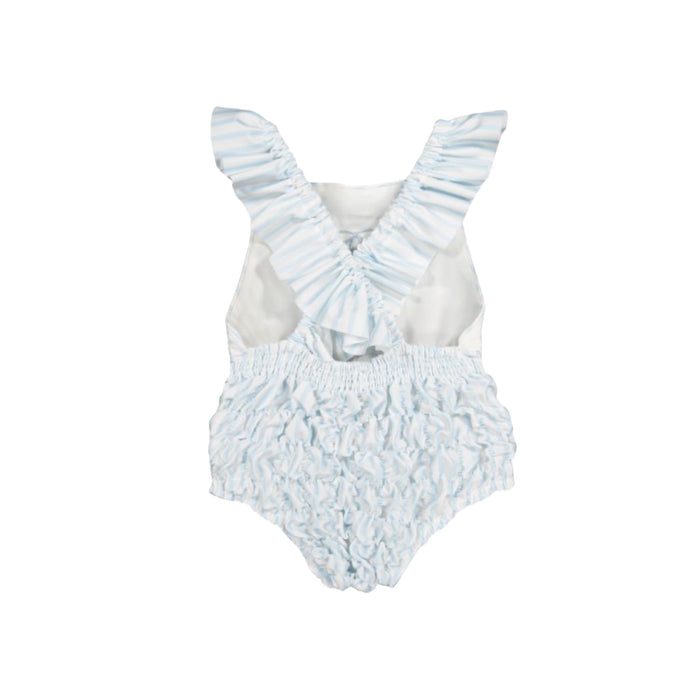 Blue Stripes Girl Frilled Swimsuit